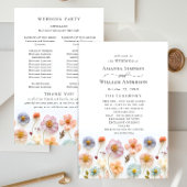 Pastel Roze Wilde Bloemen Wedding Ceremony Program
