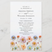 Pastel Roze Wilde Bloemen Wedding Ceremony Program
