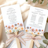 Pastel Roze Wilde Bloemen Wedding Ceremony Program Handwaaier