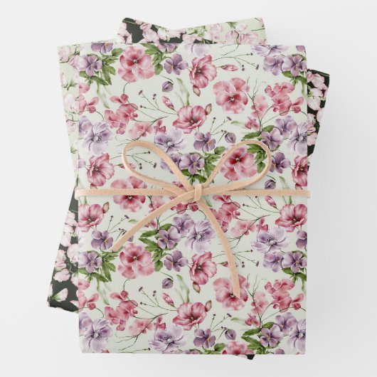 Pastel Roze Wilde Bloemknoppen Inpakpapier Vel (In situ)