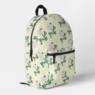 Pastel Roze Wilde Roos Bloem Patroon Bedrukte Rugzak