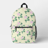 Pastel Roze Wilde Roos Bloem Patroon Bedrukte Rugzak (Voorkant)