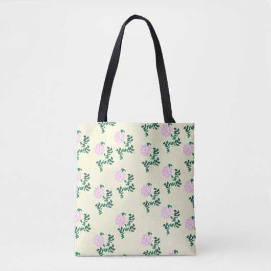 Pastel Roze Wilde Roos Bloem  Patroon Tote Bag (Voorkant)