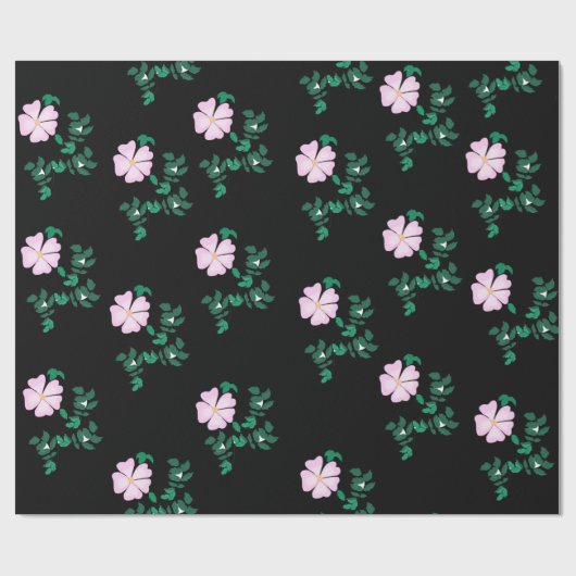 Pastel roze Wilde Roos Cadeaupapier (Vlak)