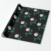 Pastel roze Wilde Roos Cadeaupapier (Uitgerold)