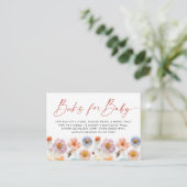 Pastel Roze Wildflower Baby shower Boeken voor Bab Informatiekaartje (Staand voorkant)