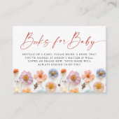 Pastel Roze Wildflower Baby shower Boeken voor Bab Informatiekaartje (Voorkant)