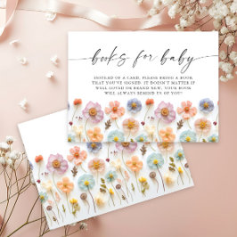 Pastel Roze Wildflower Baby shower Boeken voor Bab Informatiekaartje