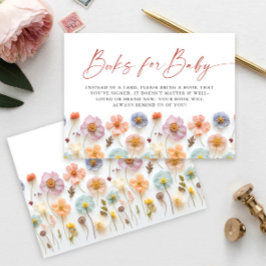 Pastel Roze Wildflower Baby shower Boeken voor Bab Informatiekaartje