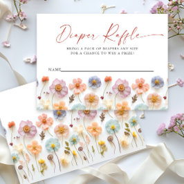 Pastel Roze Wildflower Baby shower Luier Raffle Informatiekaartje