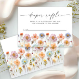 Pastel Roze Wildflower Baby shower Luier Raffle Informatiekaartje
