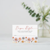 Pastel Roze Wildflower Baby shower Luier Raffle Informatiekaartje (Staand voorkant)