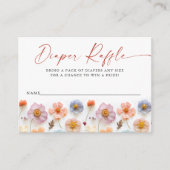 Pastel Roze Wildflower Baby shower Luier Raffle Informatiekaartje (Voorkant)