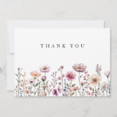 Pastel Roze Wildflower Bedankt Card – Dusty Bota (Voorkant)