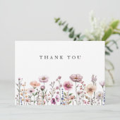 Pastel Roze Wildflower Bedankt Card – Dusty Bota (Staand voorkant)
