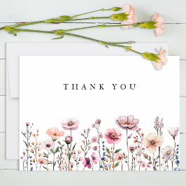 Pastel Roze Wildflower Bedankt Card – Dusty Bota
