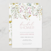 Pastel Roze Wildflower Bruidsdouche uitnodiging (Voorkant / Achterkant)