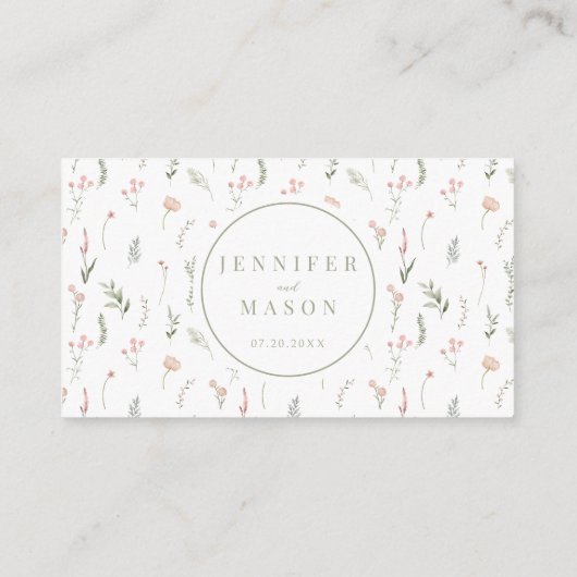 Pastel roze wildflower bruiloft RSVP QR-codekaarte Informatiekaartje (Achterkant)