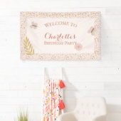 Pastel Roze Wildflowers met Vlinders Spandoek (Insitu)