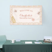 Pastel Roze Wildflowers met Vlinders Spandoek (Beurs)