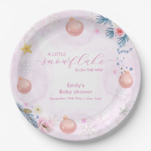 Pastel Roze Winter Sneeuwvlok Bloemige Baby Shower