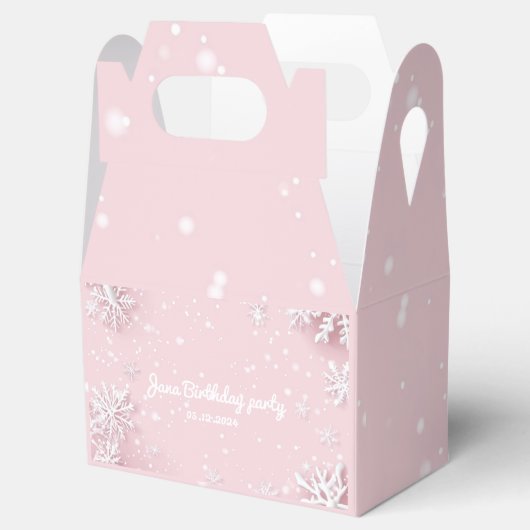 Pastel Roze Winter Wonderland Sneeuwvlok Bedankdoosjes (Geopend)