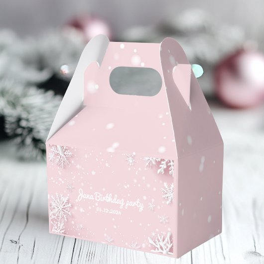 Pastel Roze Winter Wonderland Sneeuwvlok Bedankdoosjes