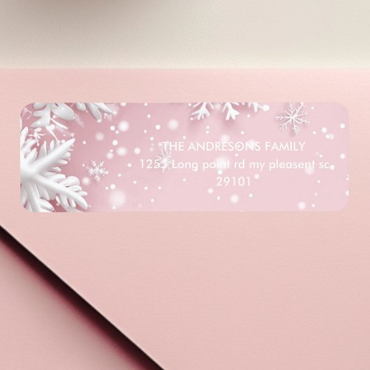 Pastel Roze Winter Wonderland Sneeuwvlok Etiket