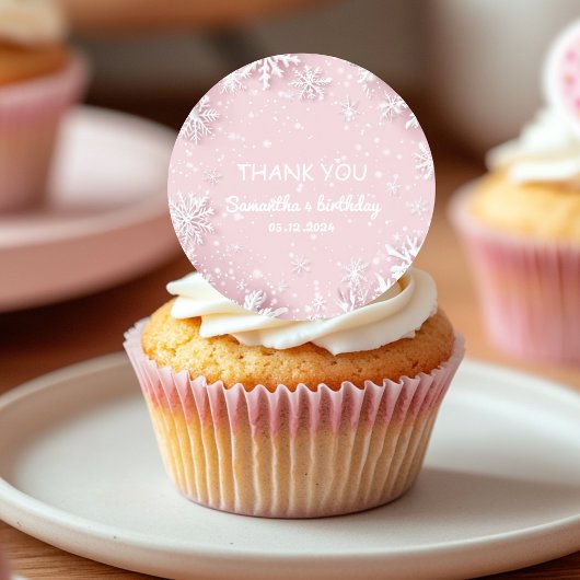 Pastel Roze Winter Wonderland Sneeuwvlok Ronde Sticker