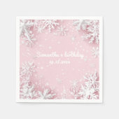 Pastel Roze Winter Wonderland Sneeuwvlok Servet (Voorkant)