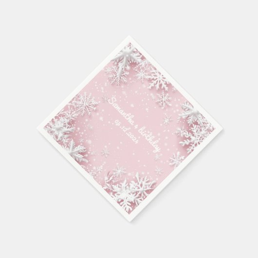 Pastel Roze Winter Wonderland Sneeuwvlok Servet (Hoek)