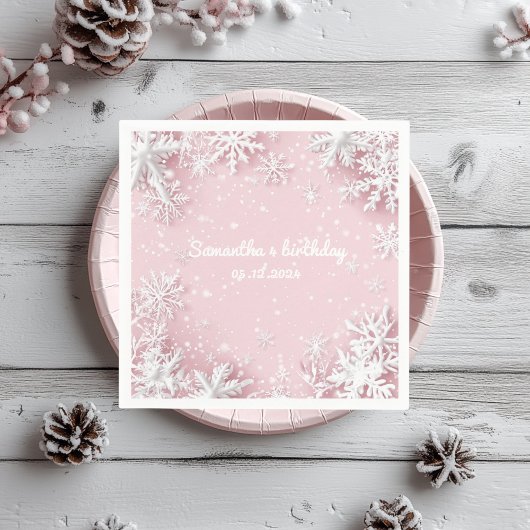 Pastel Roze Winter Wonderland Sneeuwvlok Servet
