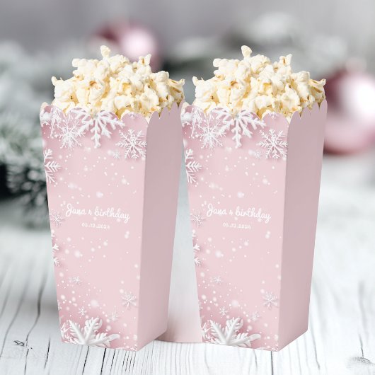 Pastel Roze Winter Wonderland Sneeuwvlok Verjaarda Bedankdoosjes