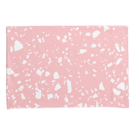 Pastel Roze Wit Abstract Terrazzo Patroon Kussensloop (Voorkant-Rechts)