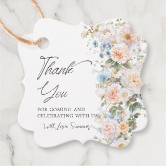 Pastel Roze Wit Blauw Bloemend Bruids- Baby Shower Bedankjes Labels