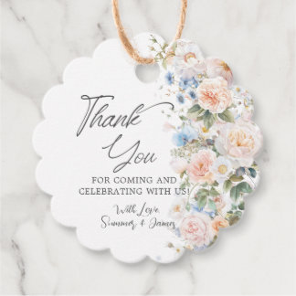 Pastel Roze Wit Blauw Bloemend Bruids- Baby Shower Bedankjes Labels