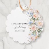 Pastel Roze Wit Blauwe Bloemachtige Bruids- of Bab Bedankjes Labels (Achterkant)