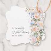 Pastel Roze Wit Blauwe Bloemige Bruids Baby Shower Bedankjes Labels (Achterkant)