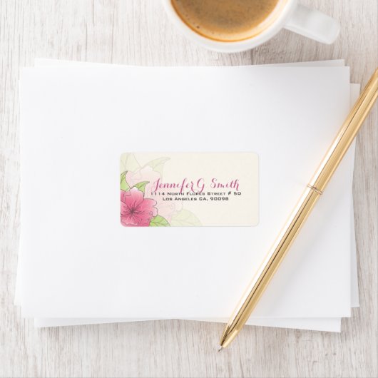 Pastel Roze & Wit Bloemen Bruiloft Label (Insitu)
