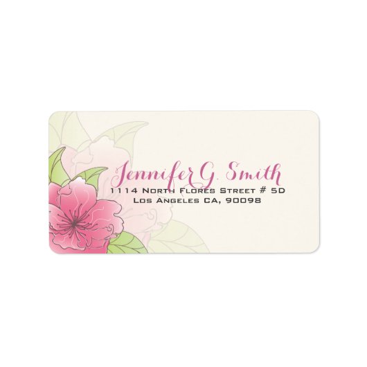 Pastel Roze & Wit Bloemen Bruiloft Label (Voorkant)
