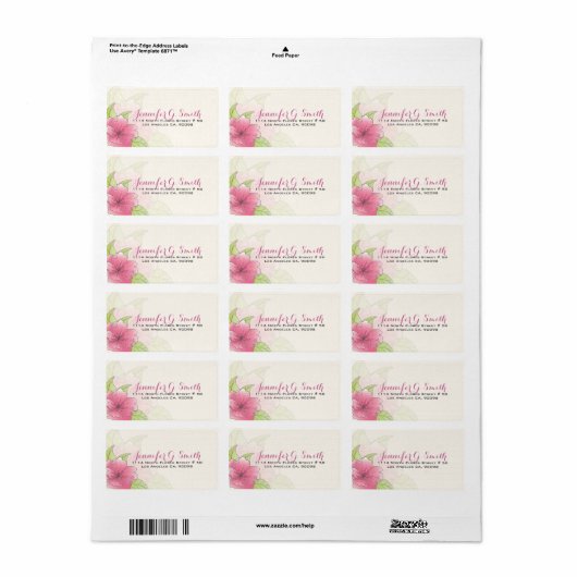 Pastel Roze & Wit Bloemen Bruiloft Label (Full Sheet)