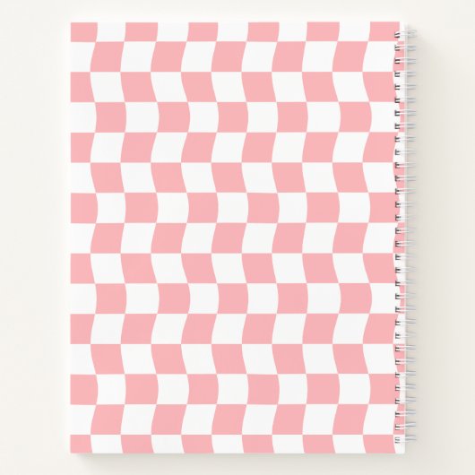 Pastel Roze Wit Checkerboard Engelse School Notitieboek (Achterkant)