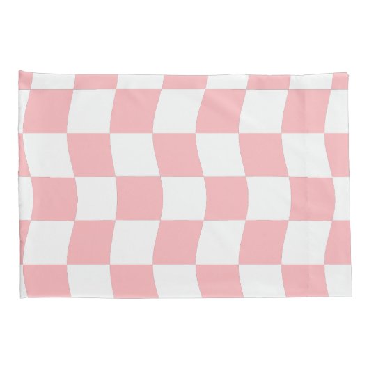 Pastel Roze Wit Checkerboard Naam Typografie Kussensloop (Achterkant-Rechts)