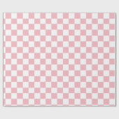 Pastel roze wit chequebord cadeaupapier (Vlak)