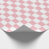 Pastel roze wit chequebord cadeaupapier (Hoek)