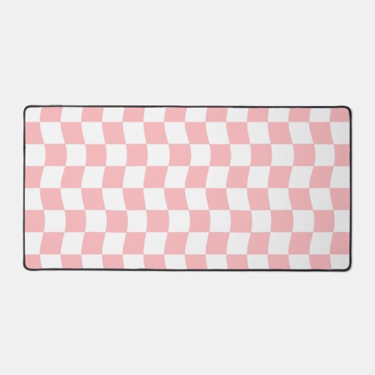 Pastel Roze Wit Eenvoudig Golvend Checkerboard Pat Bureaumat (Voorkant)