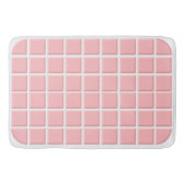 Pastel Roze Wit Faux Vierkante Tegels Patroon Badmat (Voorkant)