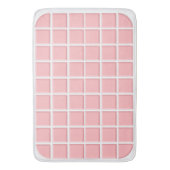 Pastel Roze Wit Faux Vierkante Tegels Patroon Badmat (Voorkant Verticaal)