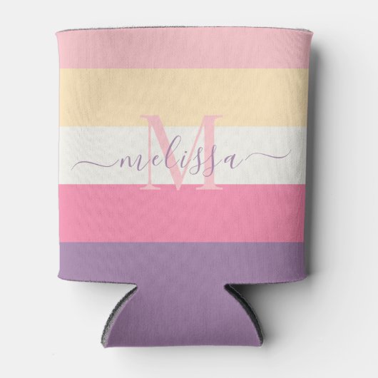 Pastel Roze Wit Geel Paarse Kleur Blok Blikjeskoeler (Voorkant)