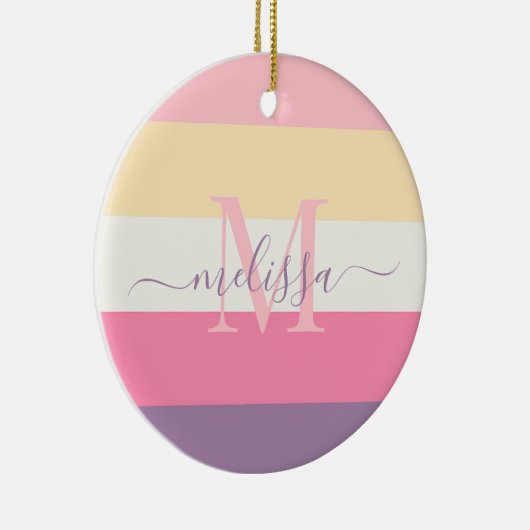 Pastel Roze Wit Geel Paarse Kleur Blok Keramisch Ornament (Rechts)